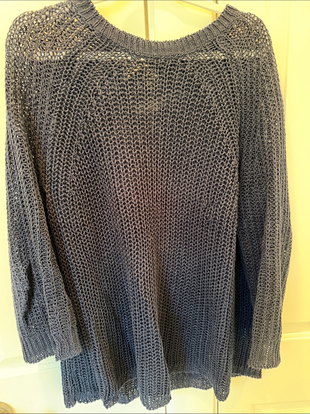 J. Crew women’s Navy Open-Knit Crewneck Sweater